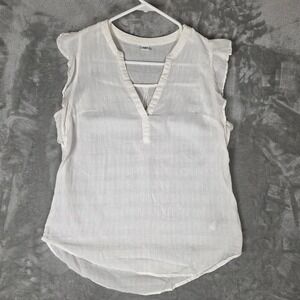 Old Navy Romantic Cottagecore White Cotton Flutter Sleeve Blouse Size S